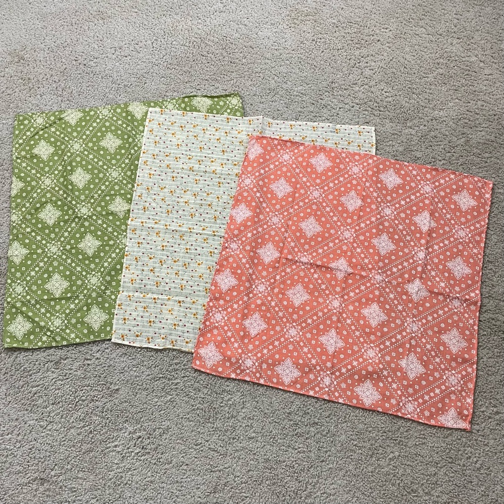 WOMEN'S 3 Lot ANDi Square HAIR Bandana COTTON Head SCARF Scarves TRIO